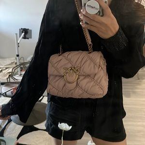 Pinko 2022 bag pink soft leather puff bag girly